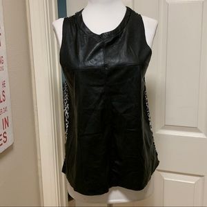 NWOT Le Lis Two Tone Faux Leather‎ Cheetah Tank
